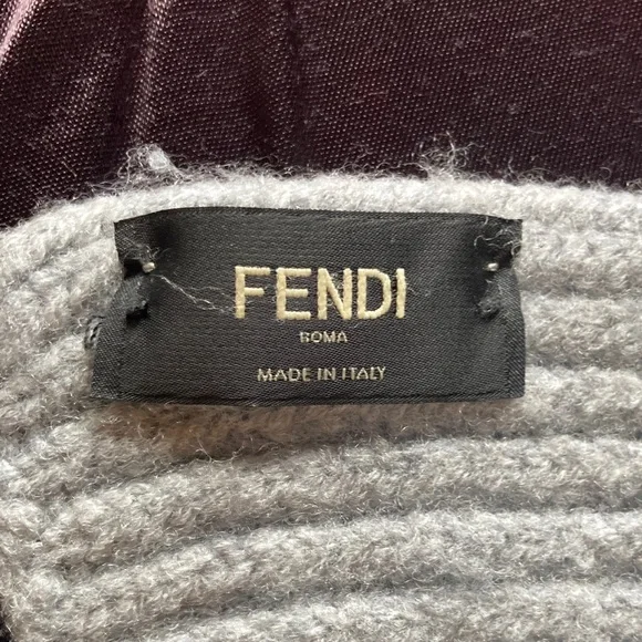 Fendi Gray Scarf with Black and White Accents - Picture 3 of 6